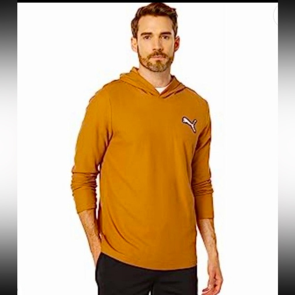 NWT Men's PUMA Long Sleeve Hooded T Shirt with PUMA Emblem Sz Large